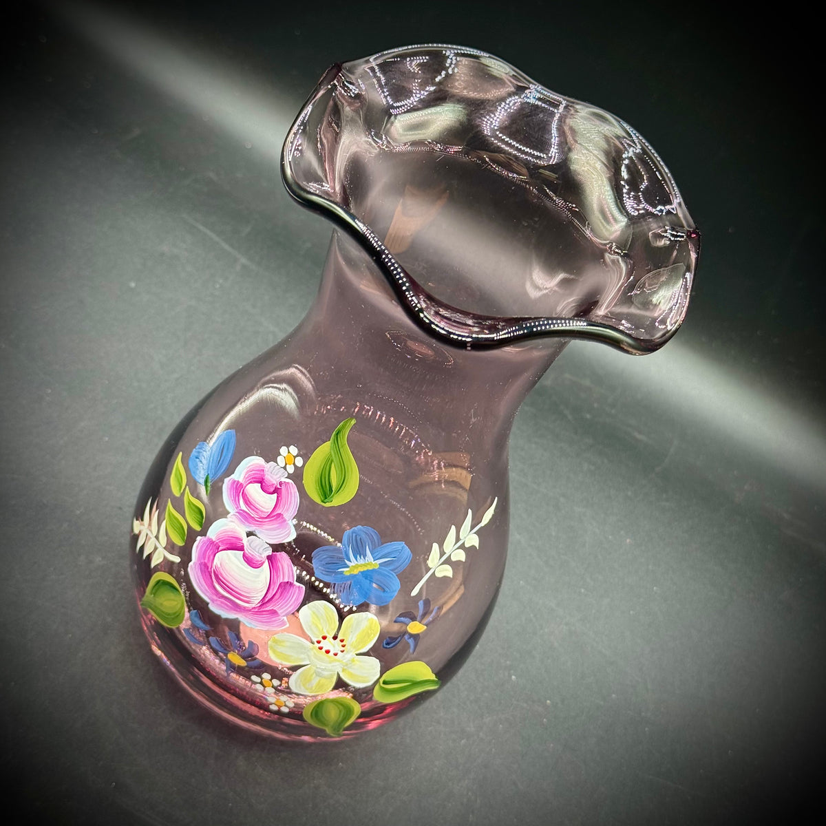 Fenton For Telaflora Flower Motif Glass Vase