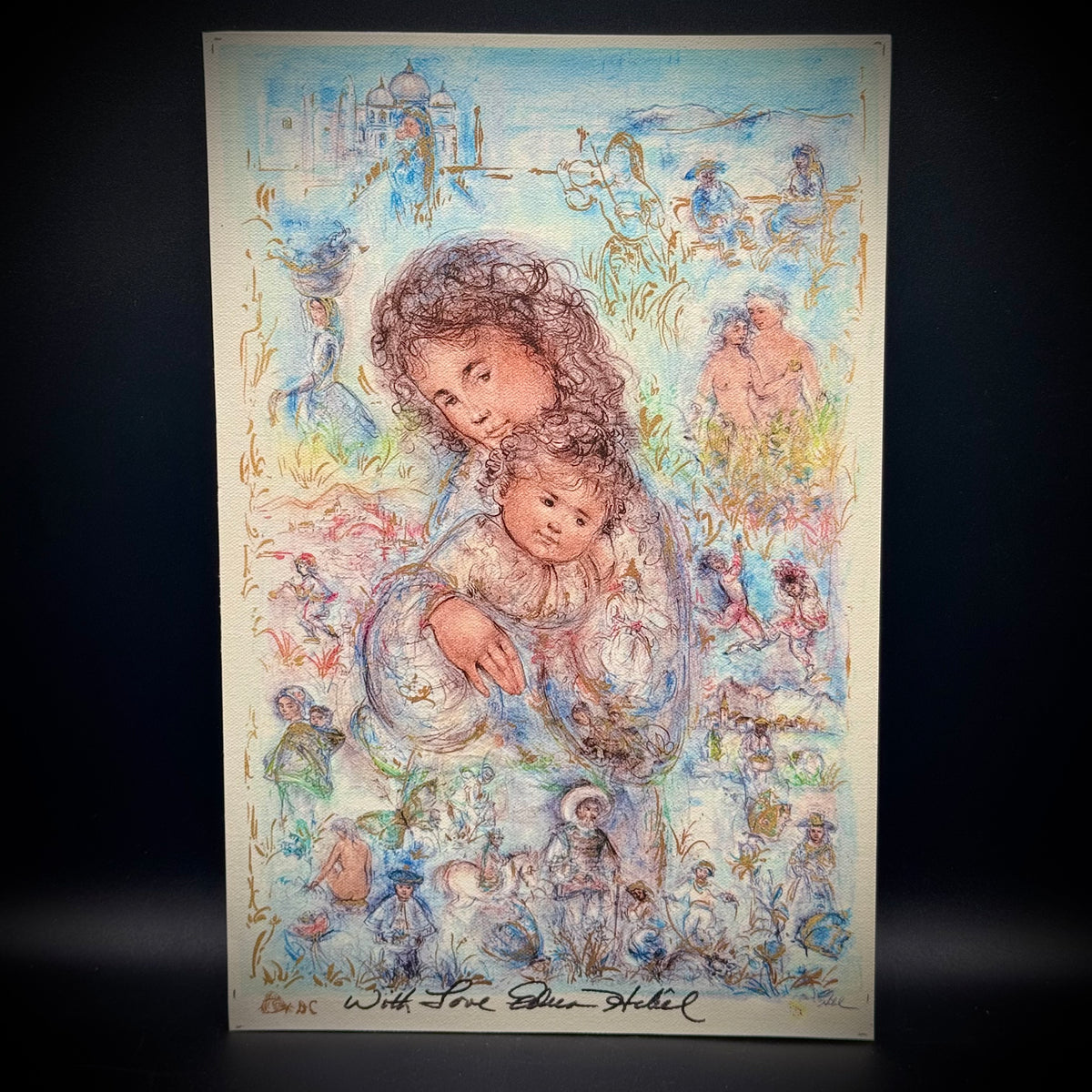 Edna Hibel Dual Hand Signed "The Epic" Biblical Painting Giclee on Board