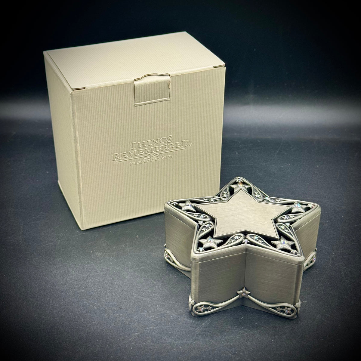 New in Box Things Remembered Star Trinket Box with Swarovski Crystals