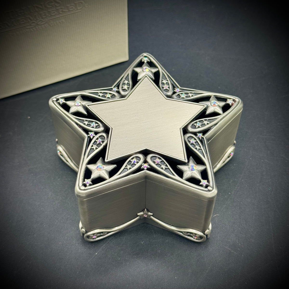 New in Box Things Remembered Star Trinket Box with Swarovski Crystals