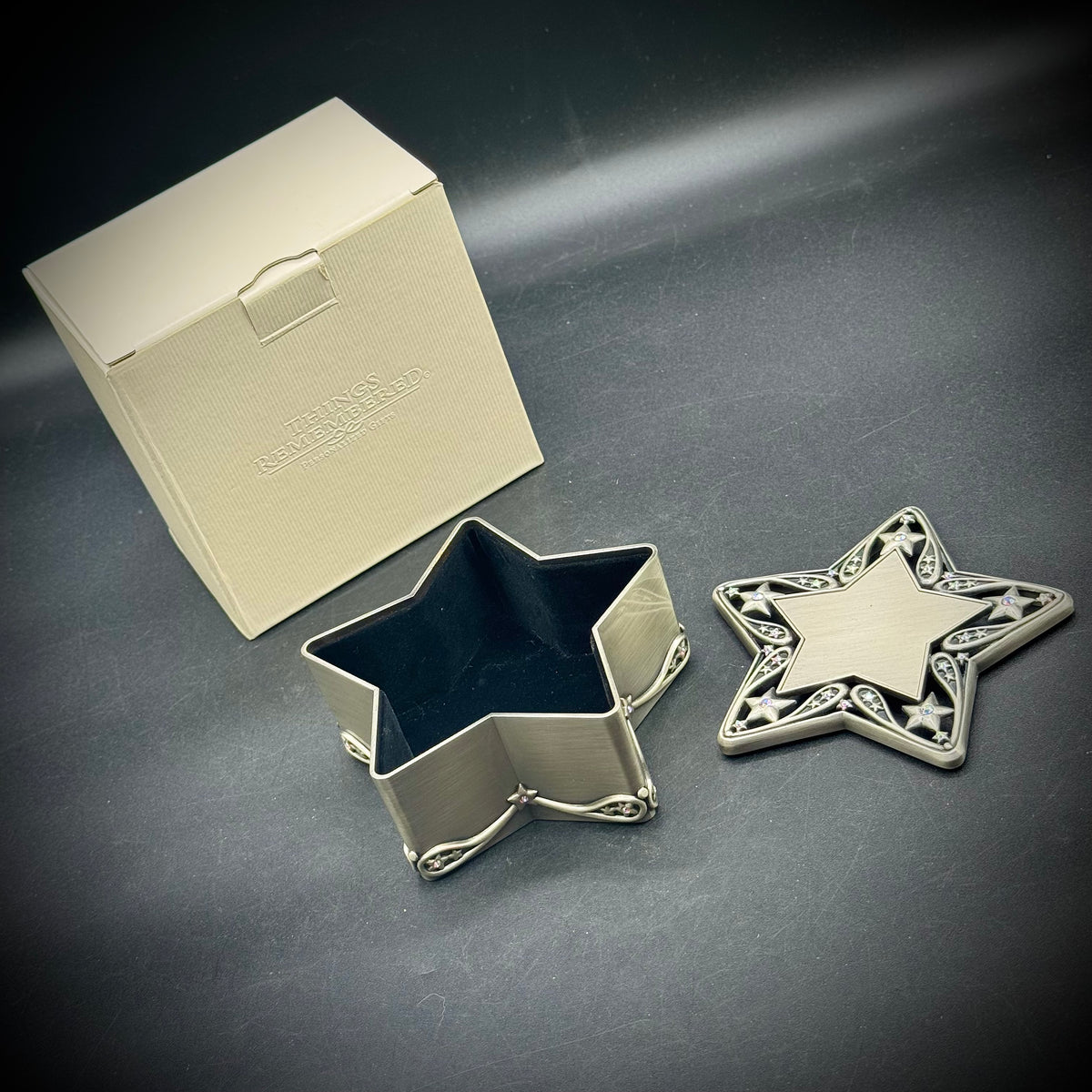 New in Box Things Remembered Star Trinket Box with Swarovski Crystals