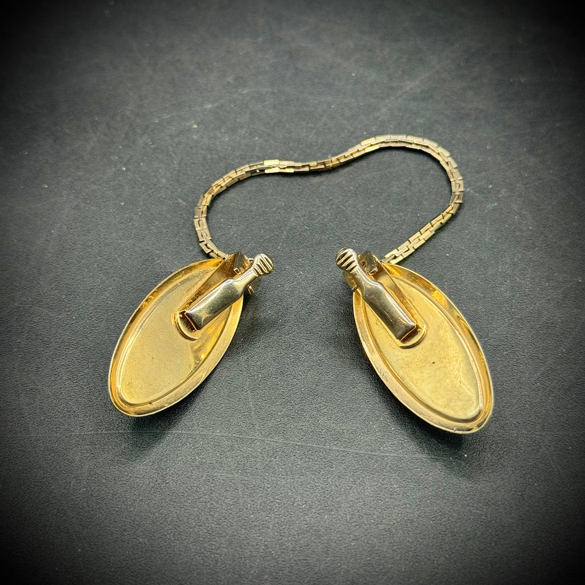 Vintage Sweater Clip with Blue and Gold Tone Accents