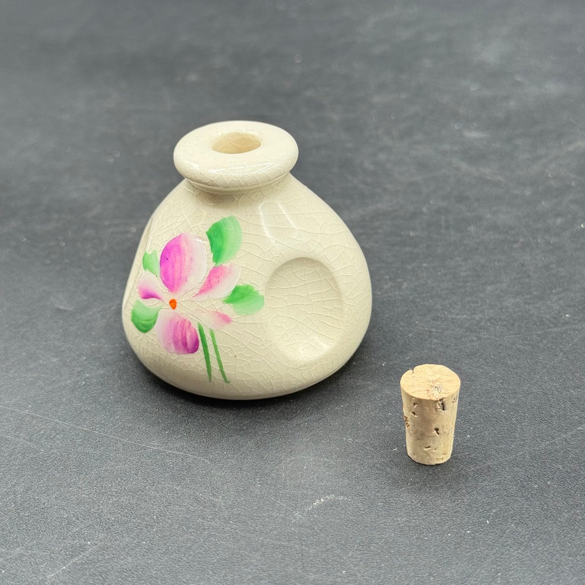 Miniature Hand Made Stoneware Bottle with Cord