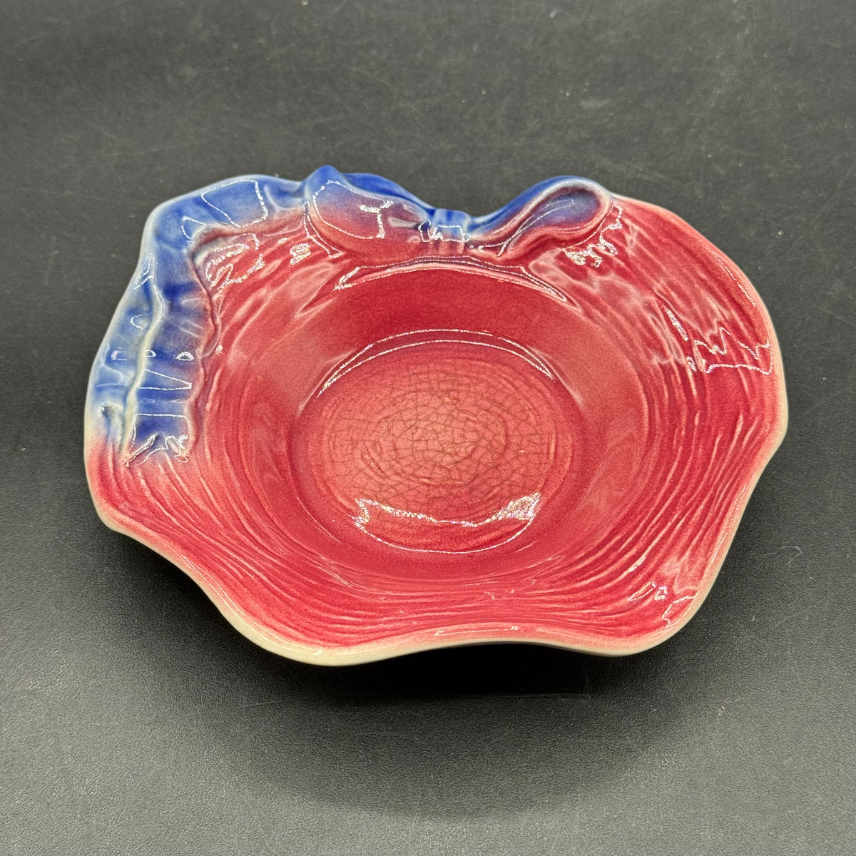 Vintage Royal Copley Red & Blue Ribbon Dish