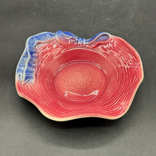 Vintage Royal Copley Red & Blue Ribbon Dish