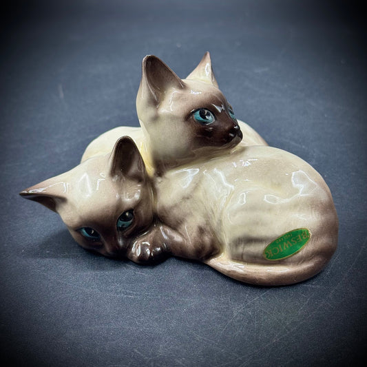 Vintage Beswick England Porcelain Siamese Cats Figurine