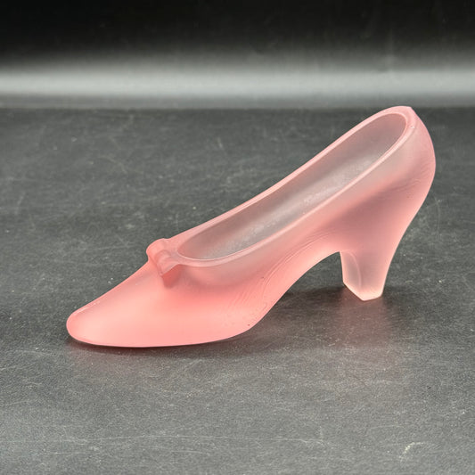 Vintage Westmoreland Frosted Pink Glass Slipper
