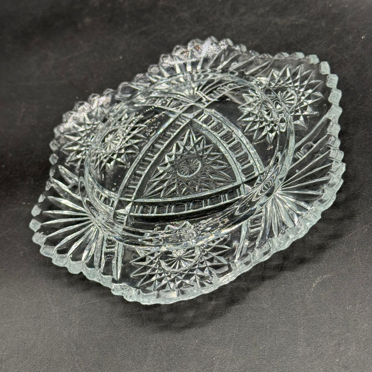 Vintage Imperial Cut Crystal Round EAPG Lidded Butter Dish