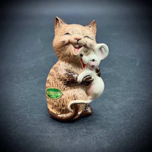 Vintage Beswick England Happy Cat & Mouse Figurine