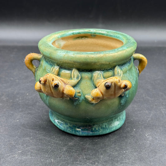 Vintage Majolica Two Frog Planter