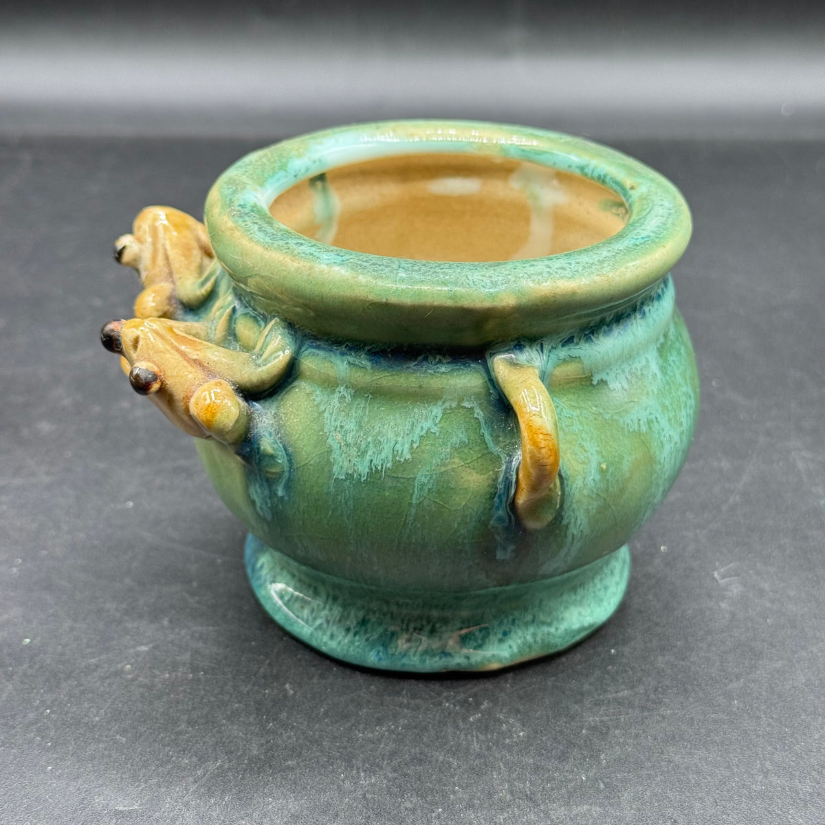 Vintage Majolica Two Frog Planter