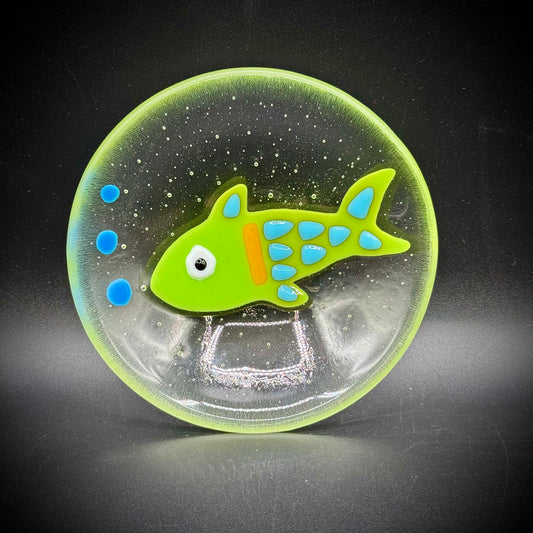 Fused Art Glass Fish Motif Trinket Dish