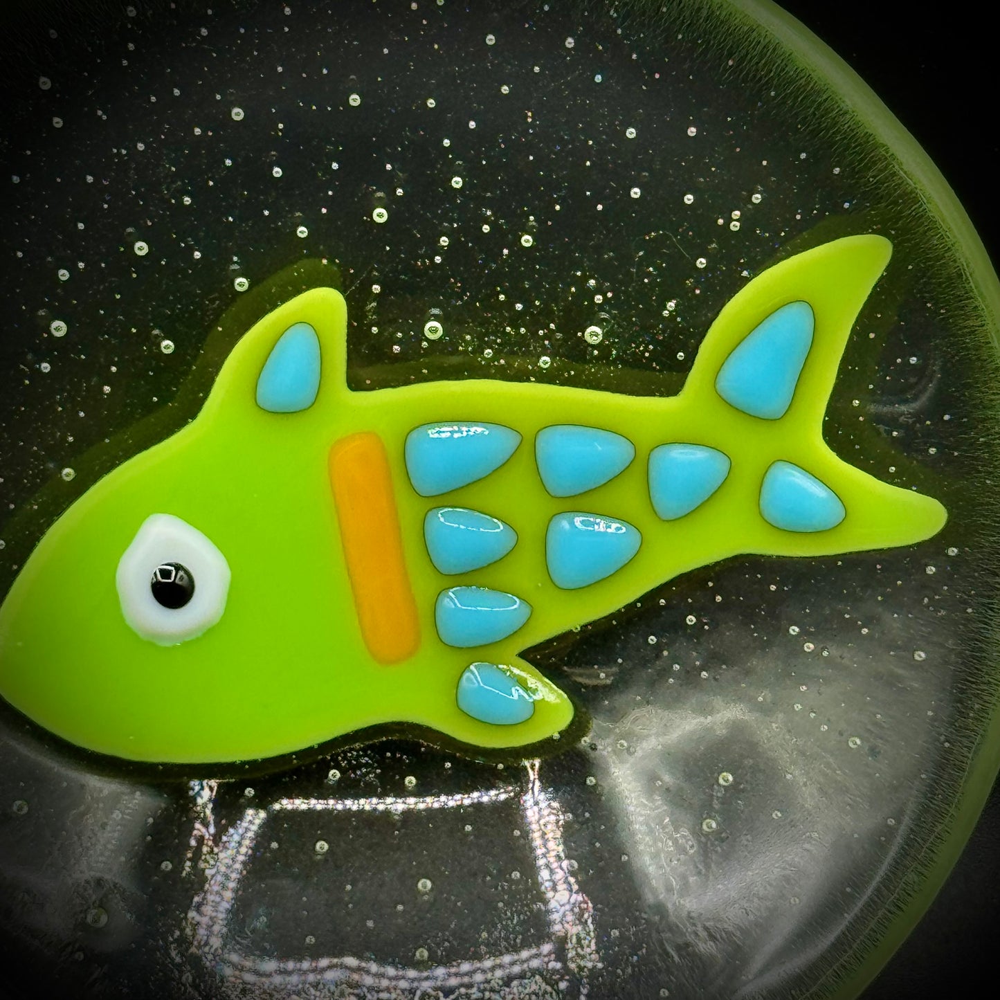 Fused Art Glass Fish Motif Trinket Dish