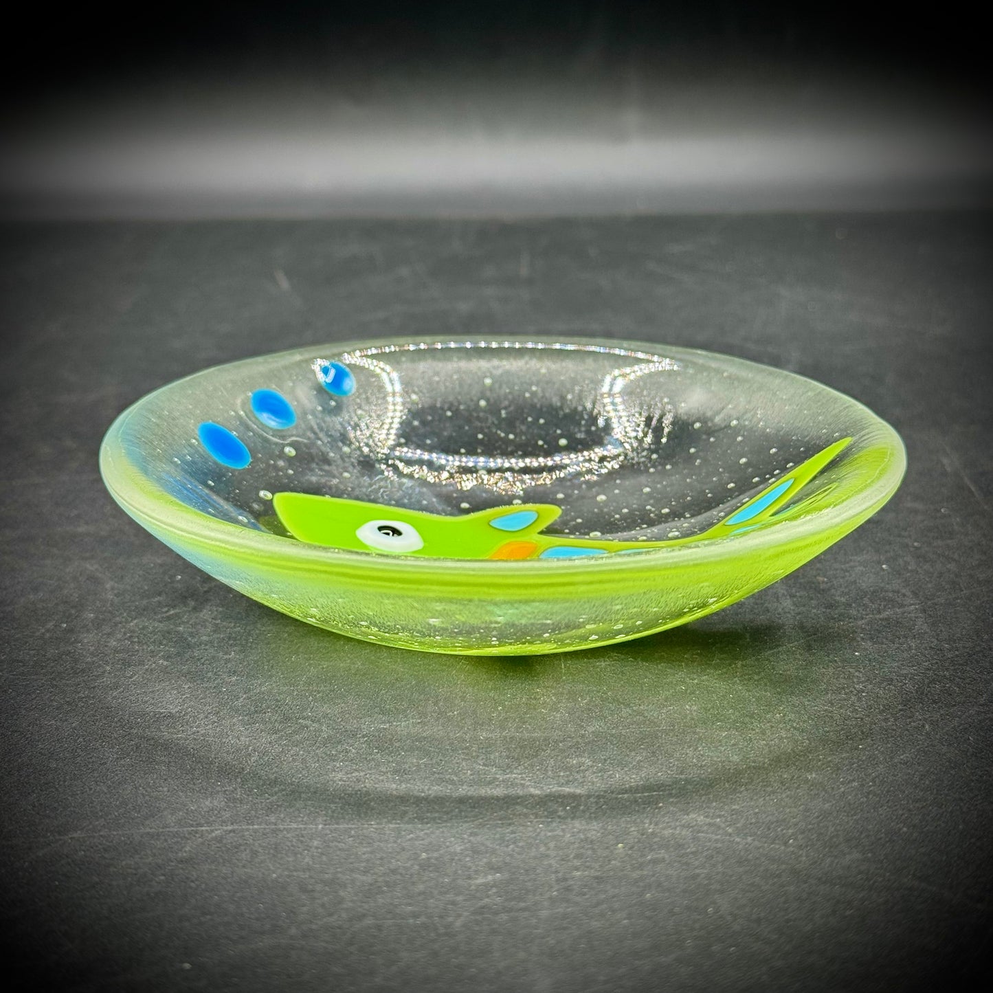 Fused Art Glass Fish Motif Trinket Dish