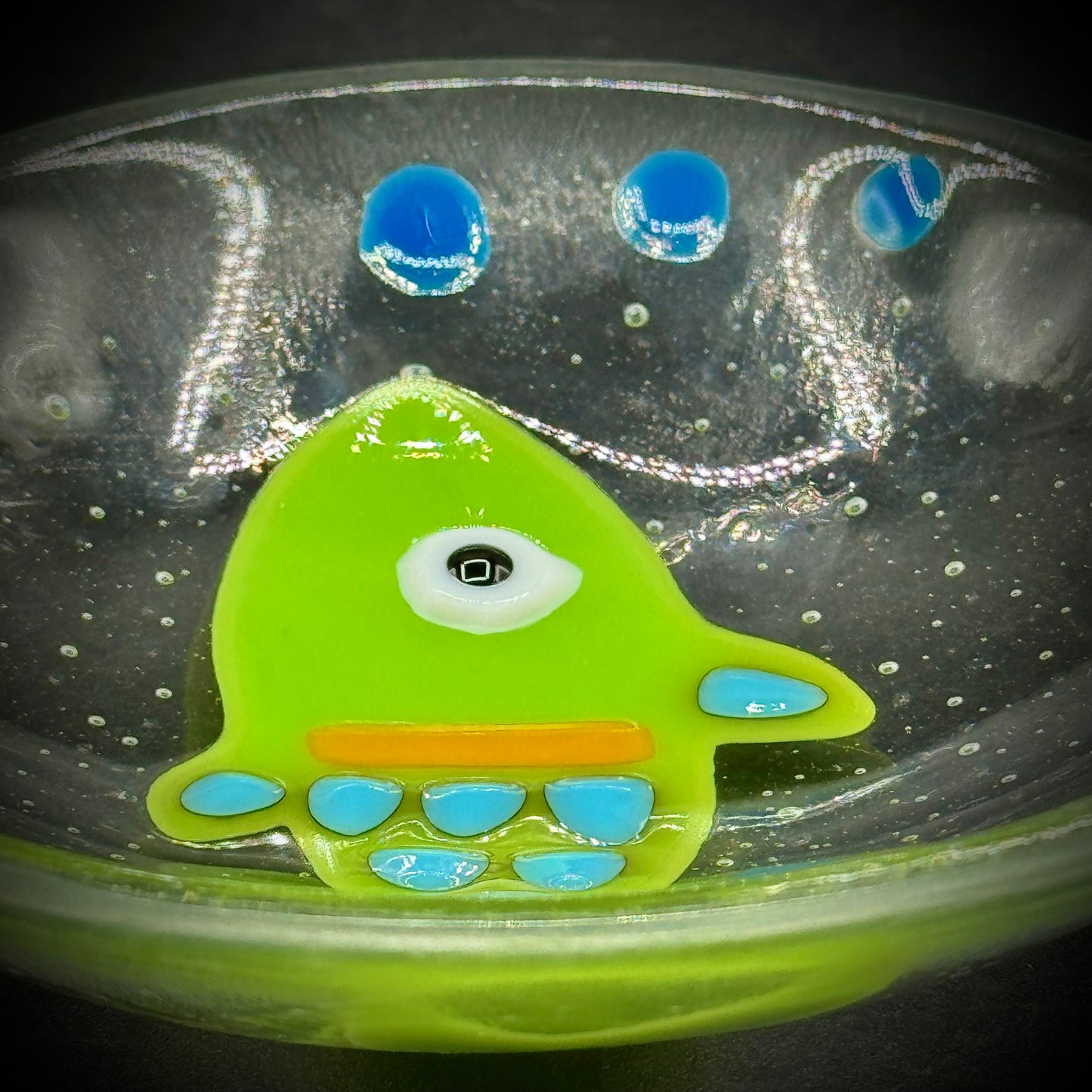 Fused Art Glass Fish Motif Trinket Dish