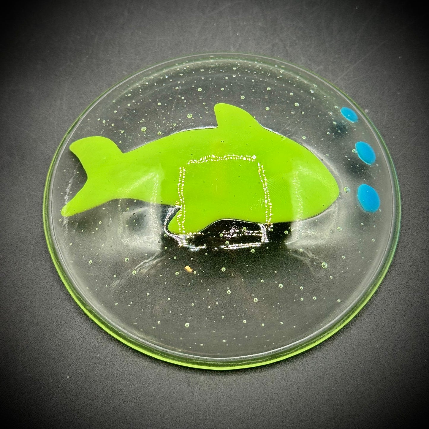 Fused Art Glass Fish Motif Trinket Dish