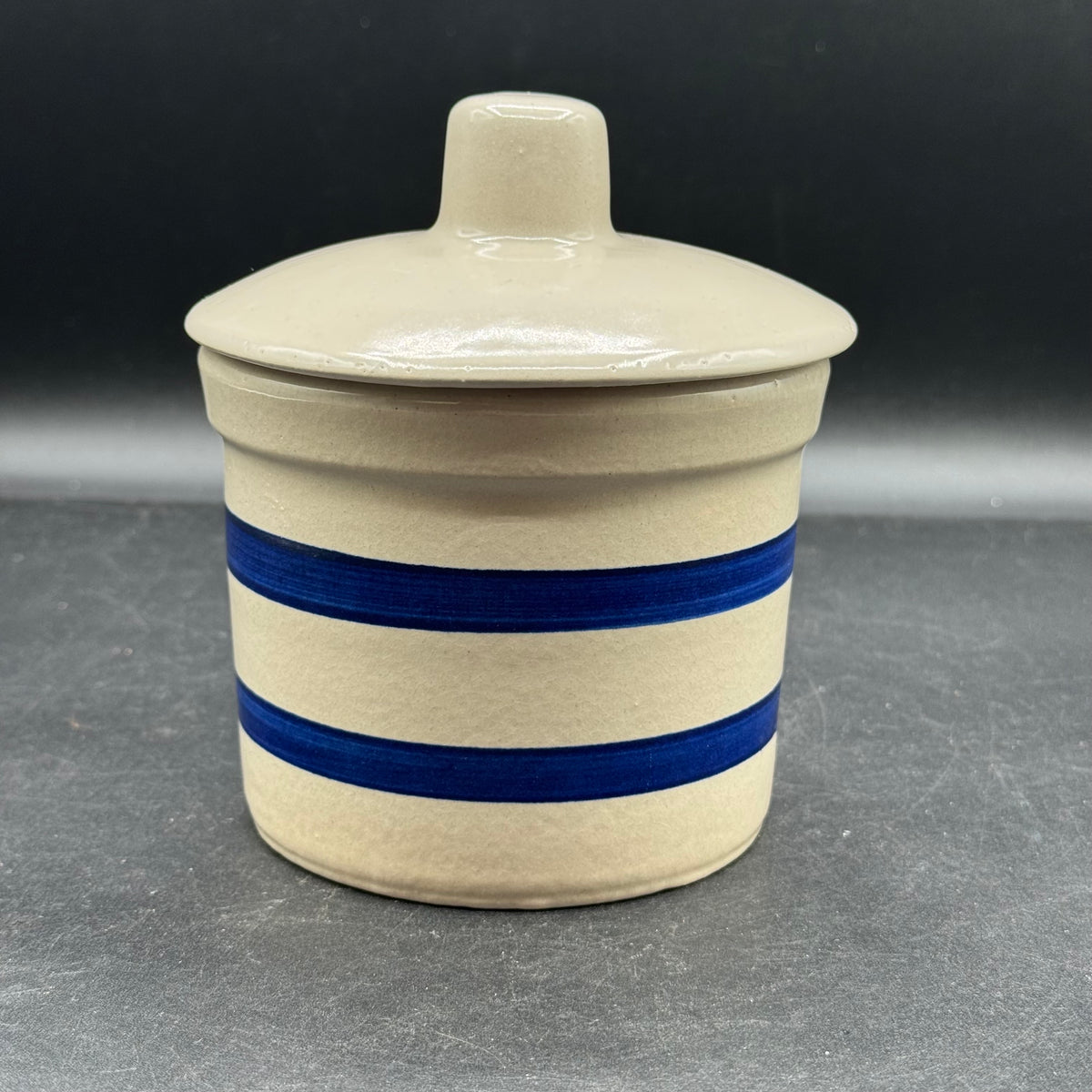 Vintage Robinson Ramsbottom Roseville, Ohio Stoneware Lidded Canister