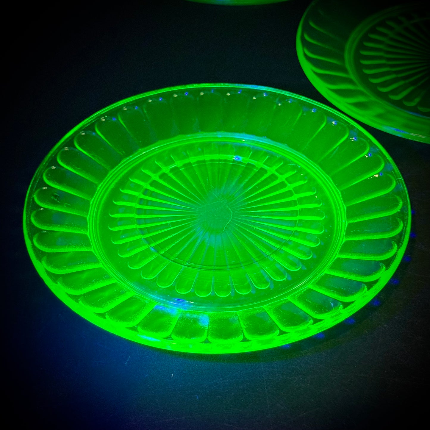 Set of Five Vintage Uranium Glass Dishes