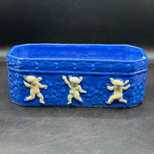 Vintage Cobalt Blue Dancing Cherub Planter - Made in Japan