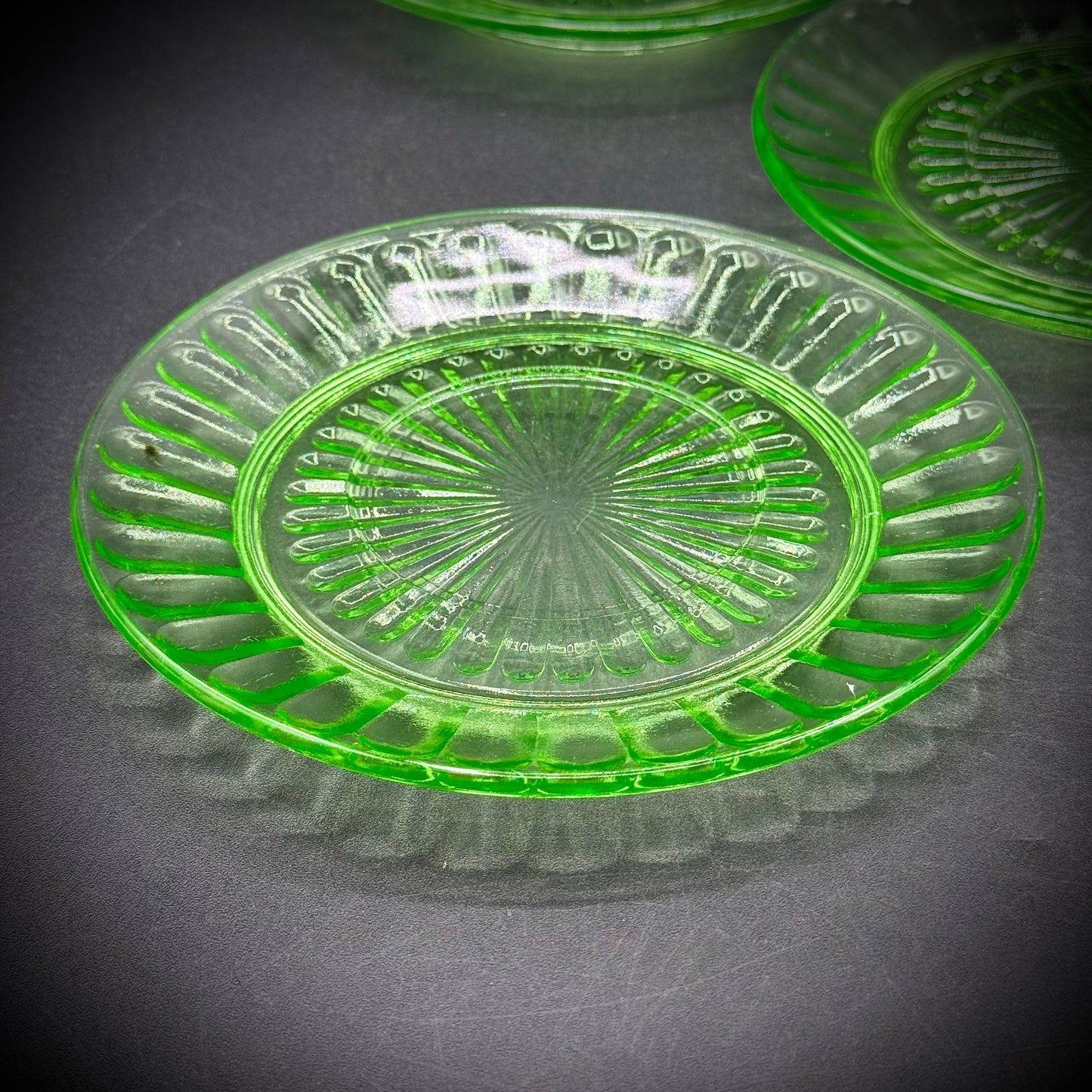 Set of Five Vintage Uranium Glass Dishes