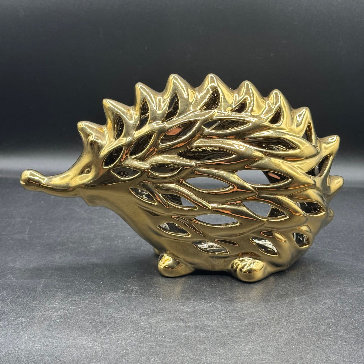 Gold Tone Hedgehog Votive