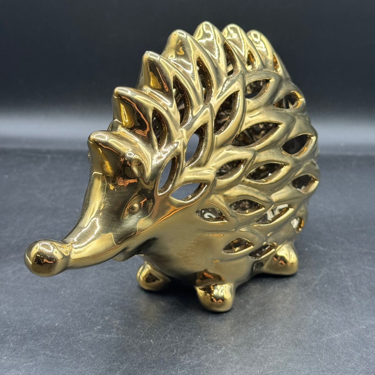 Gold Tone Hedgehog Votive