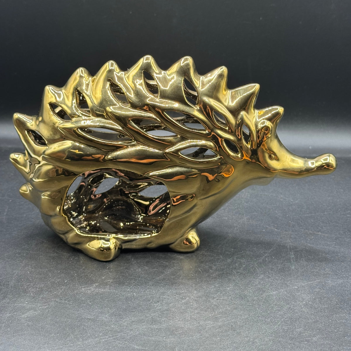 Gold Tone Hedgehog Votive