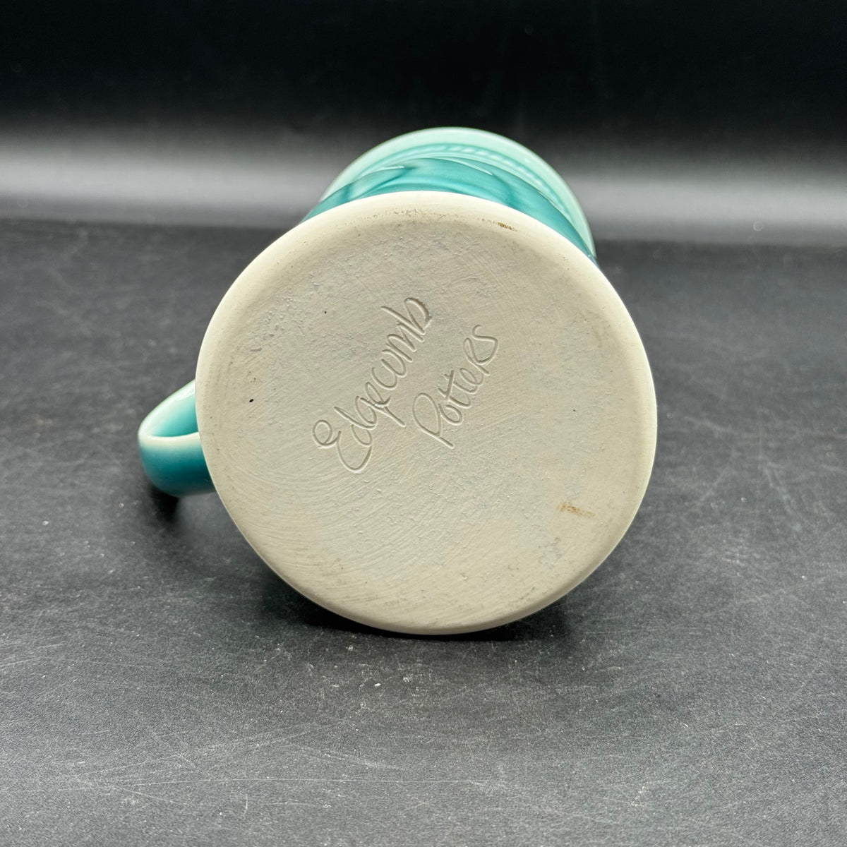 Signed Edgecomb Pottery Sailboat Motif Seafoam Mug