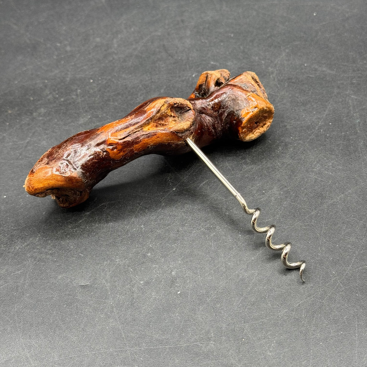 Wood Burl Carved Cork Screw