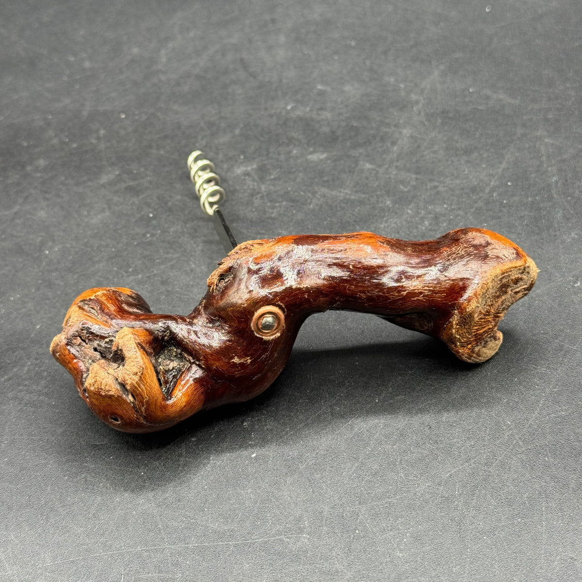 Wood Burl Carved Cork Screw