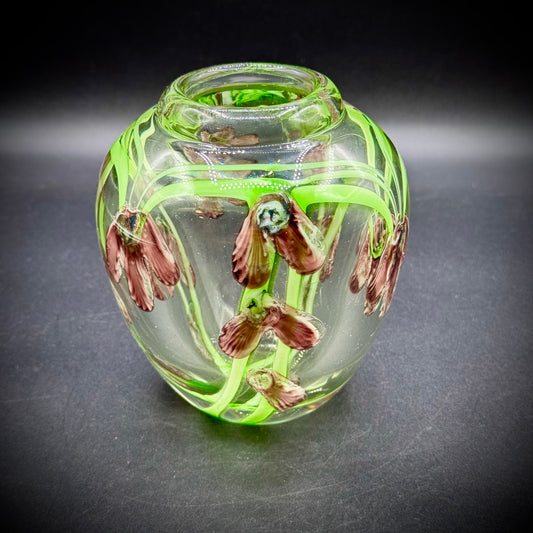 Heavy MCM Art Glass Flower Vase Attributed to Daniel Salazar