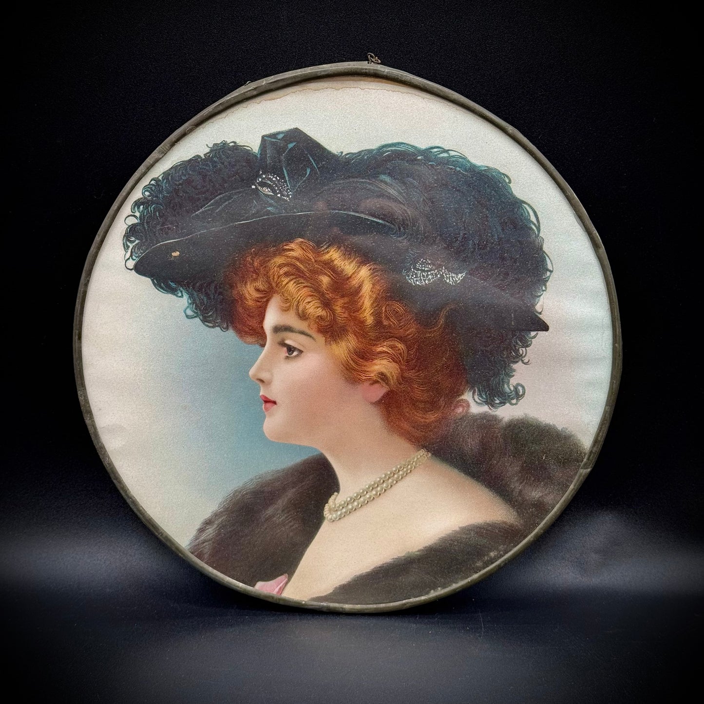 Beautiful RARE Antique Hanging Art Flue Cover "Gibson Girl" Style