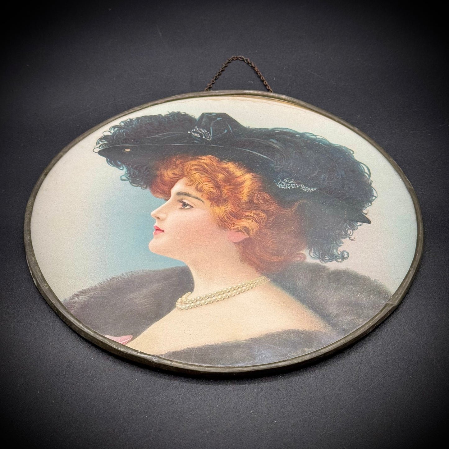 Beautiful RARE Antique Hanging Art Flue Cover "Gibson Girl" Style