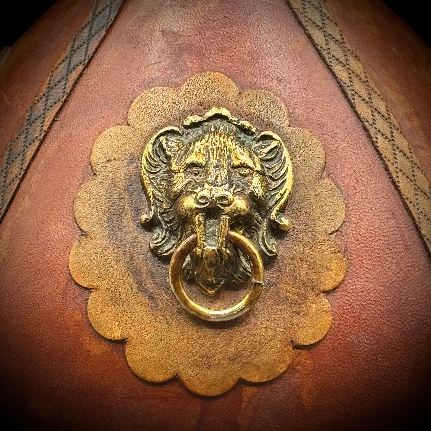 Vintage Ornate Leather Wrapped Glass Bottle with Stopper - Made in Italy