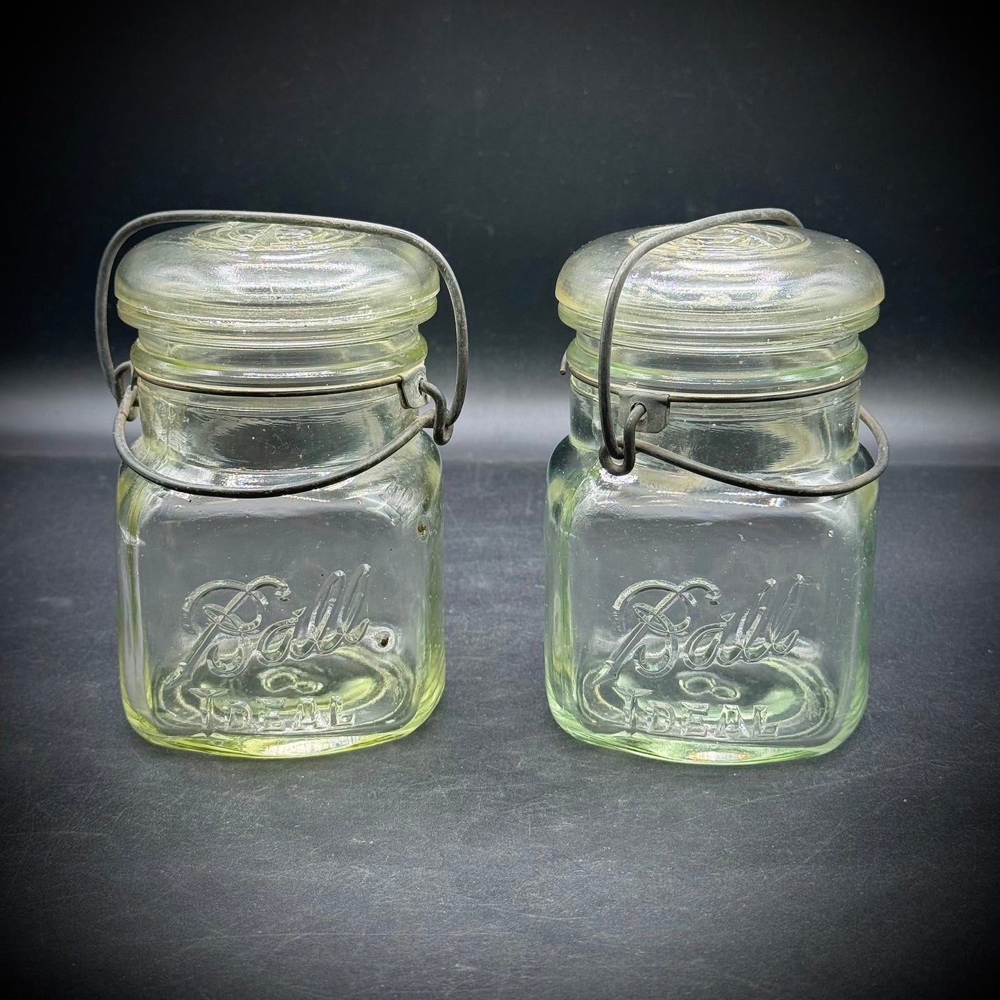 Pair of Vintage Small Ideal Bar Lidded Jars