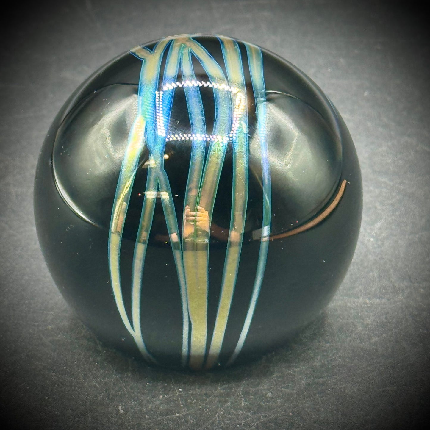 RARE 1978 Steven Correia "Red Sun & Birds" Art Glass Paperweight