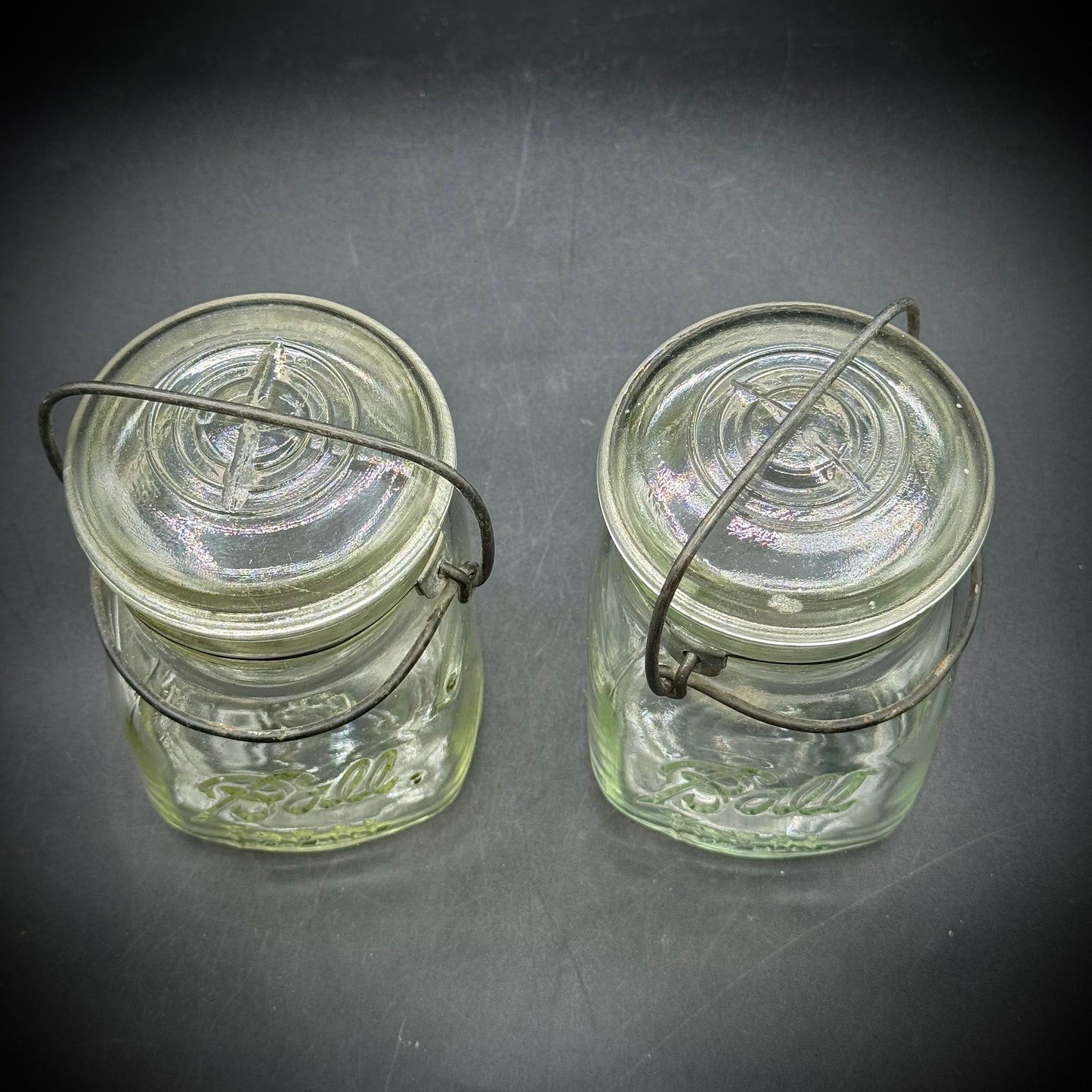Pair of Vintage Small Ideal Bar Lidded Jars