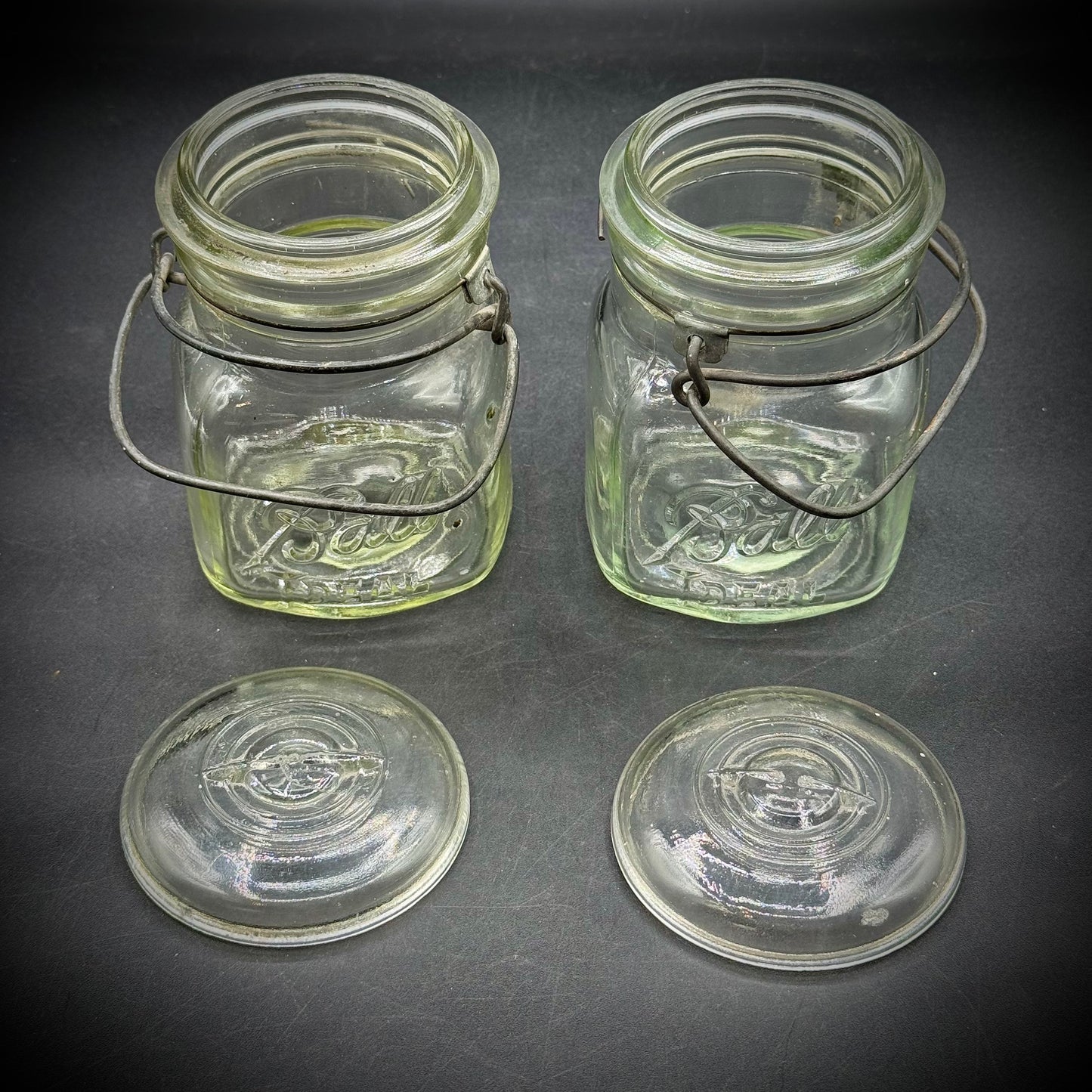 Pair of Vintage Small Ideal Bar Lidded Jars