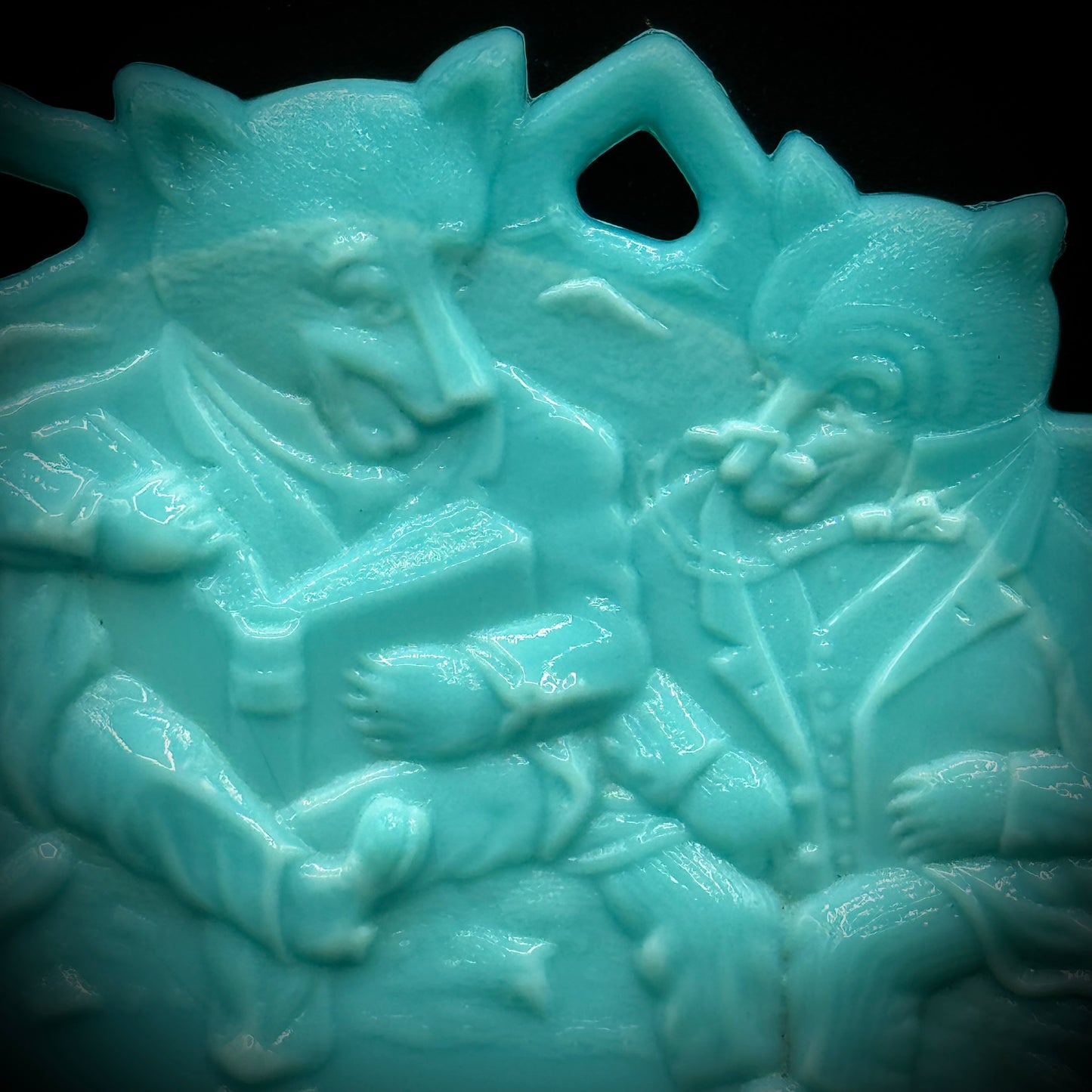 Vintage Westmoreland Blue Milk Glass Three Roosevelt Bears Plate