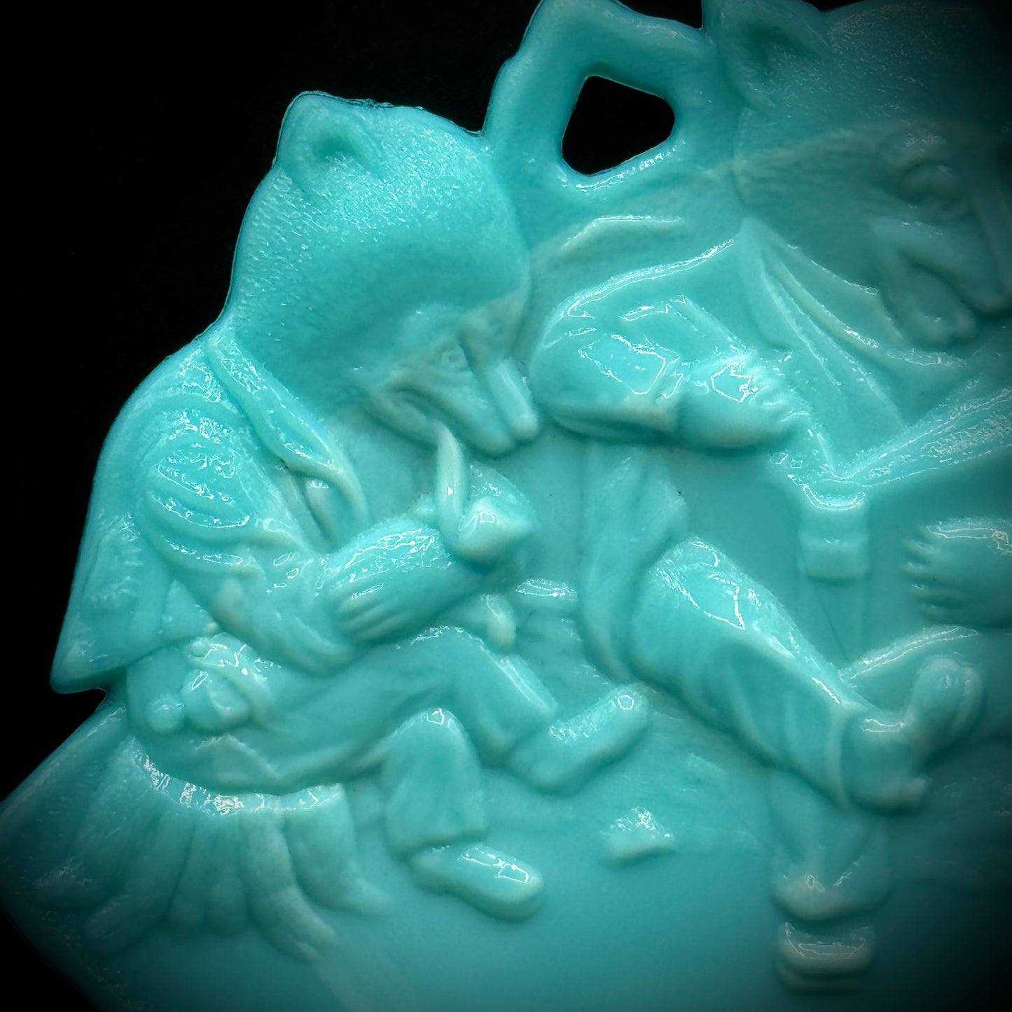 Vintage Westmoreland Blue Milk Glass Three Roosevelt Bears Plate