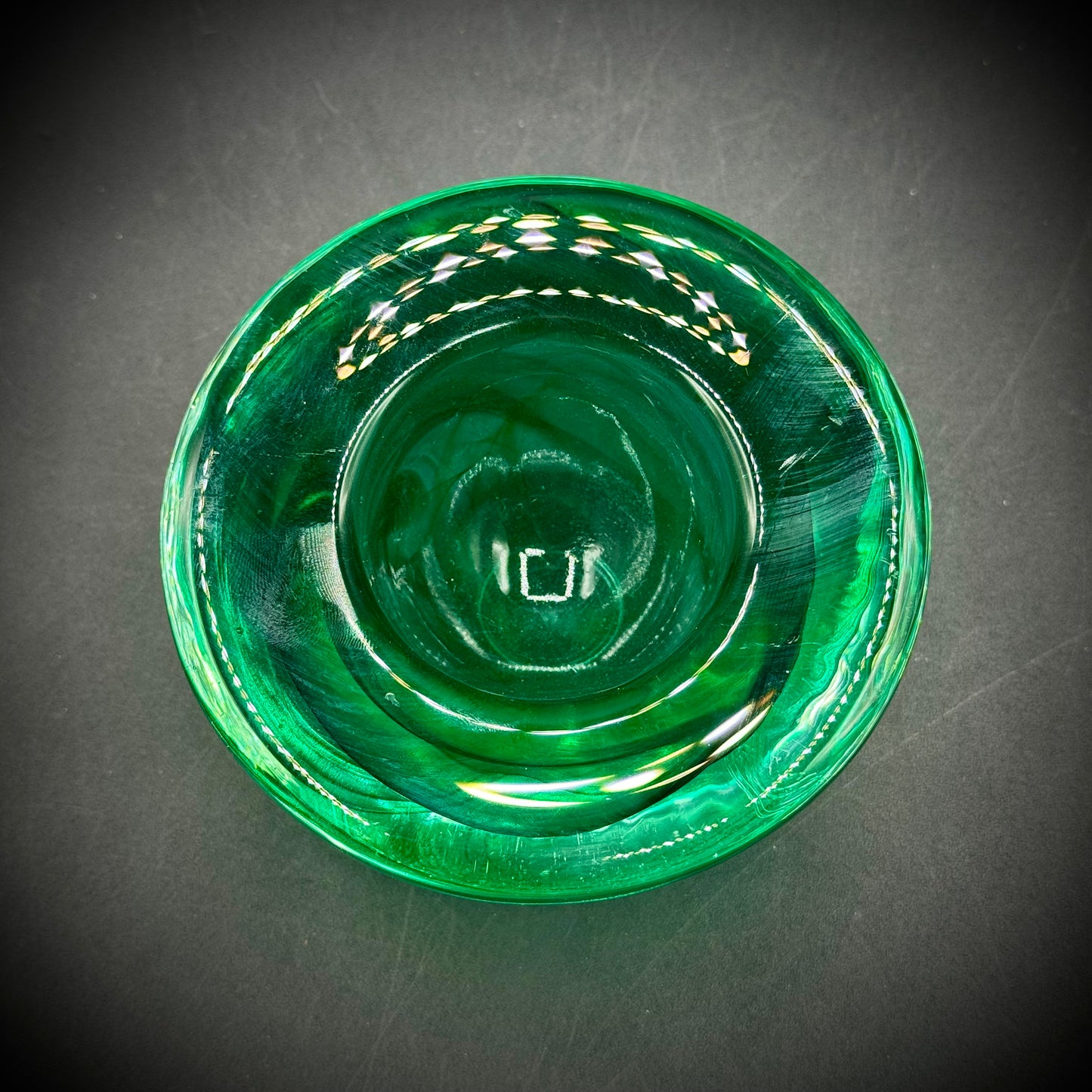 Heavy Green Art Glass Votive/Bowl