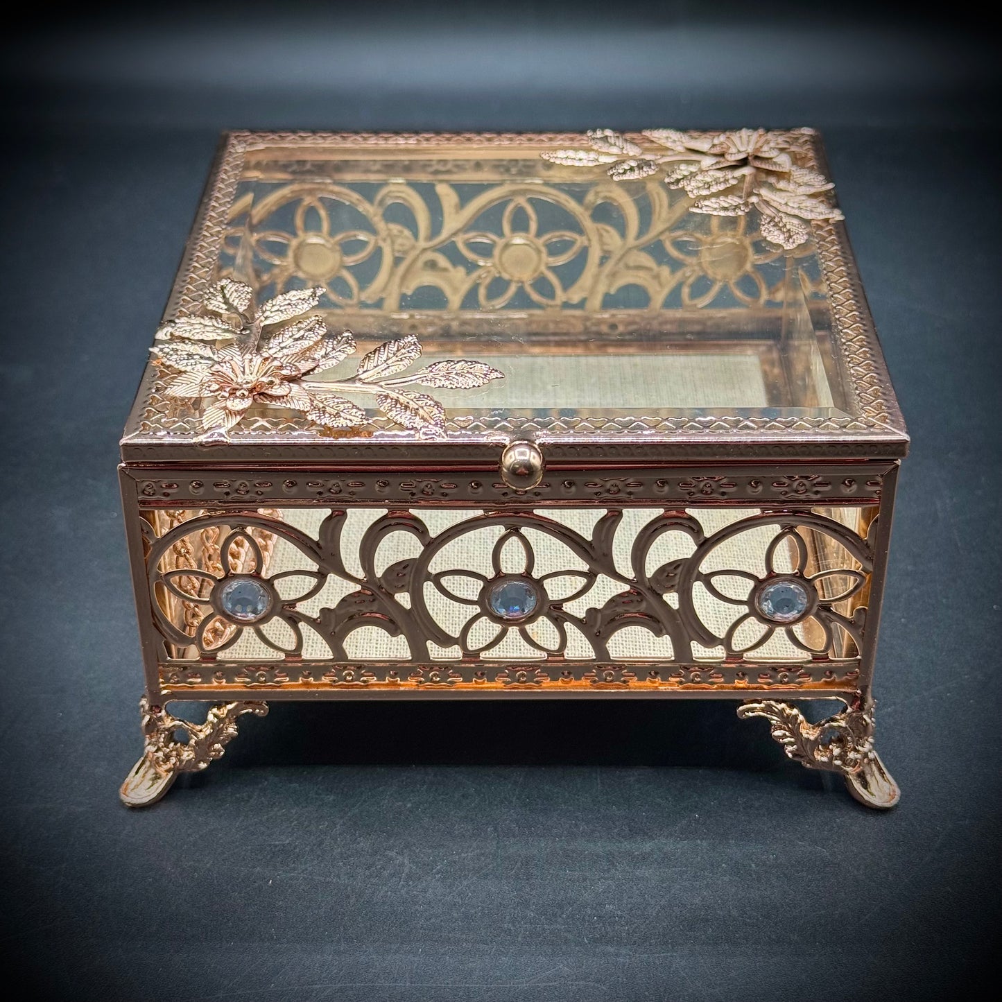 Designer Christian Siriano Metal & Glass Jewelry Box