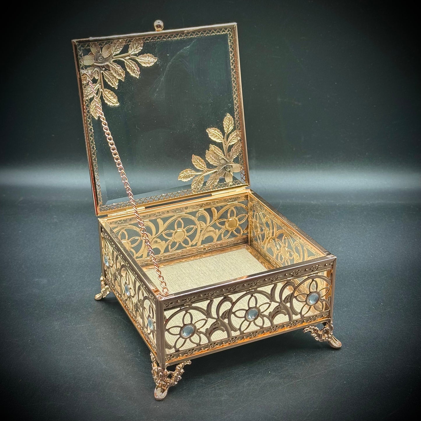 Designer Christian Siriano Metal & Glass Jewelry Box