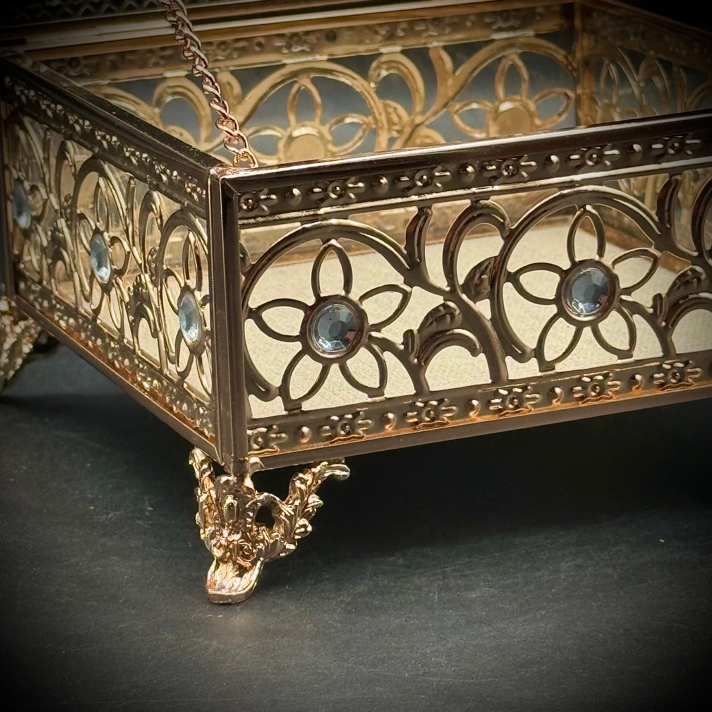 Designer Christian Siriano Metal & Glass Jewelry Box