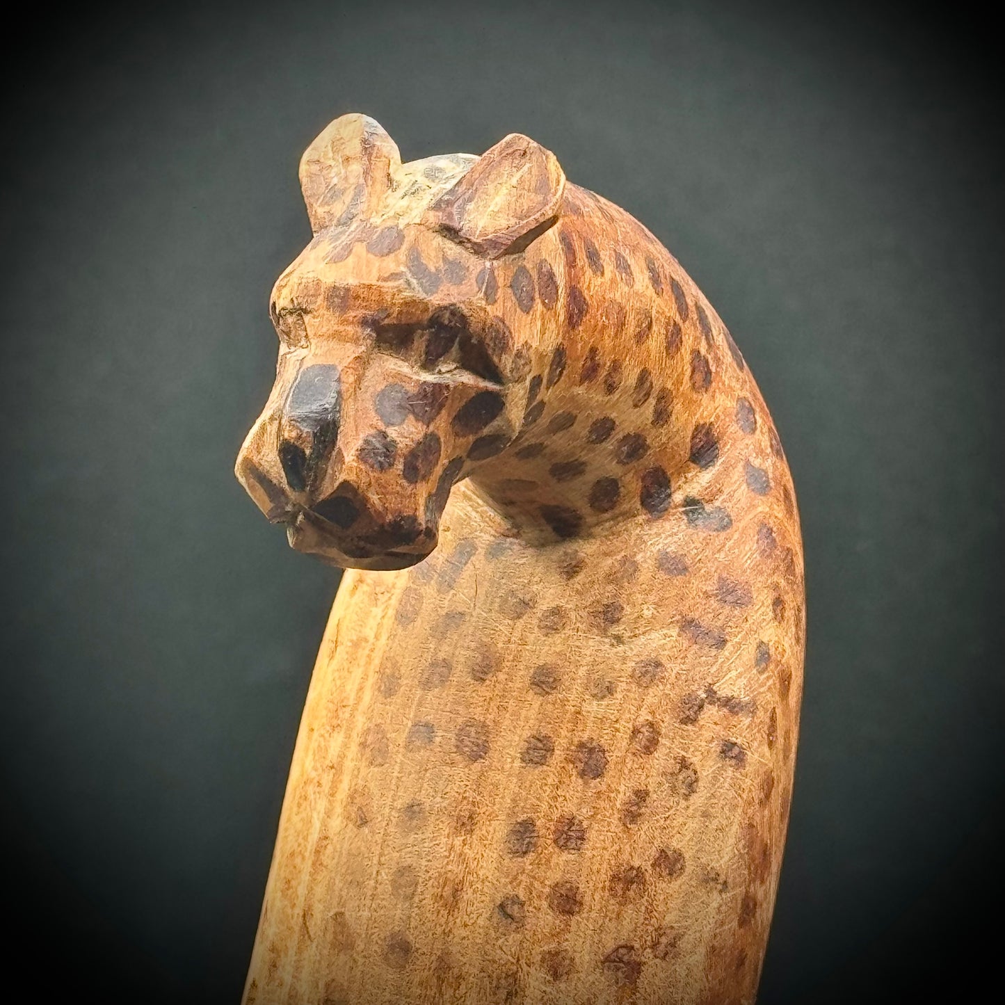 Hand Carved & Painted Wooden Cheetah Shelf Sitter