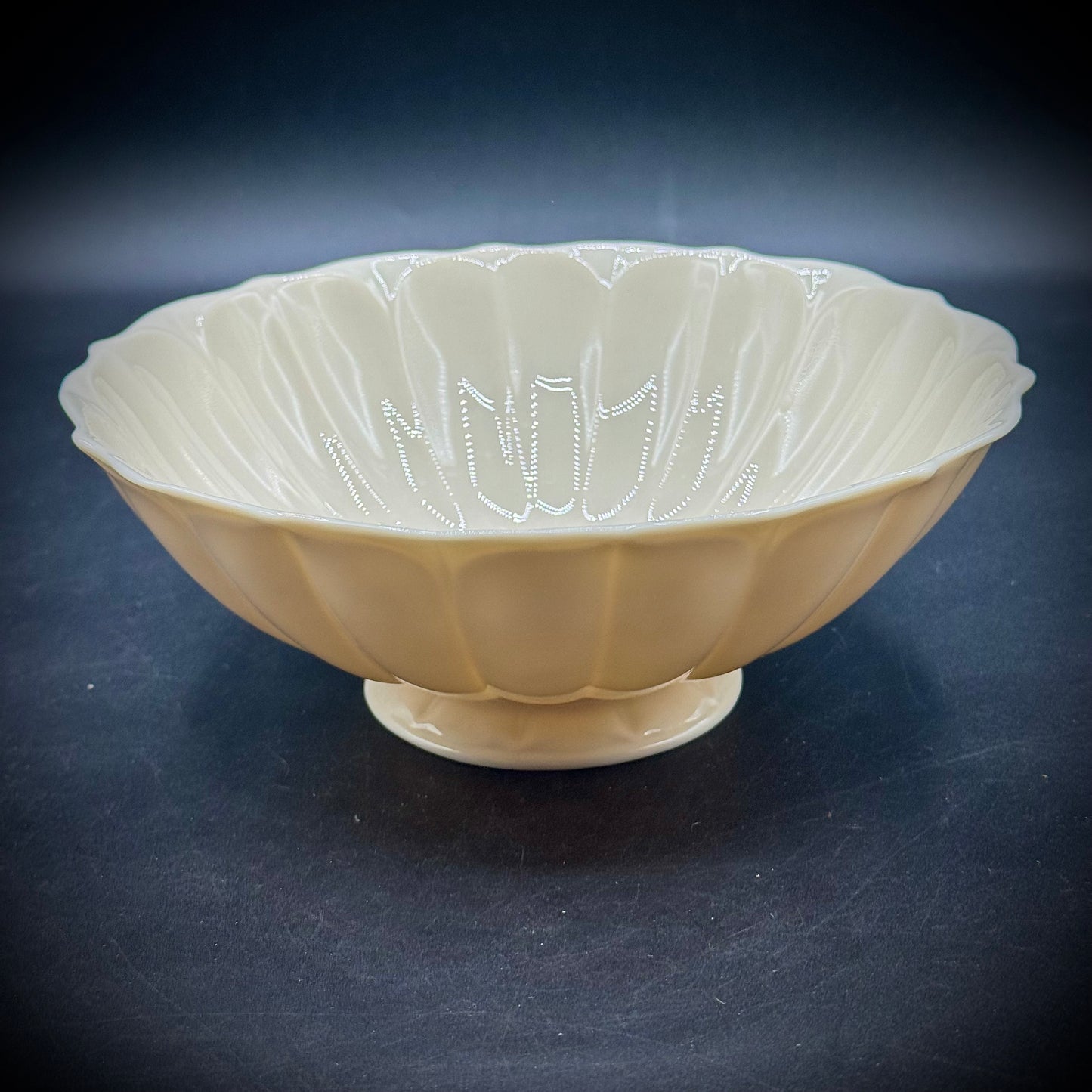 Vintage Lenox USA Blue Mark Scalloped Footed Bowl