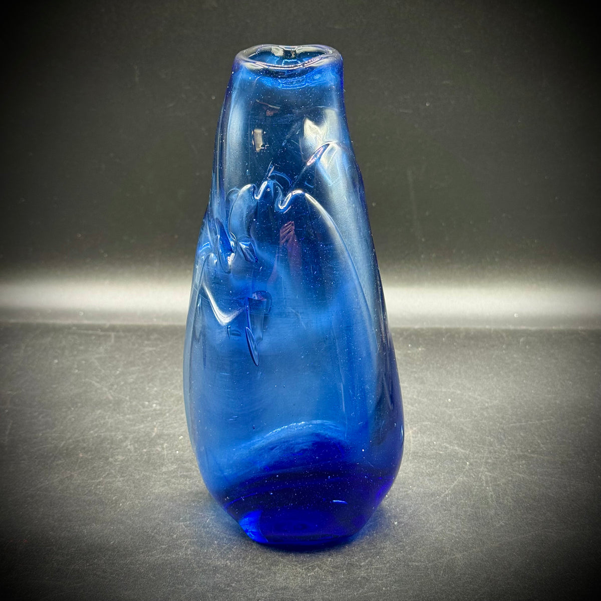 Artisan Made & Signed Cobalt Blue Art Glass Vase