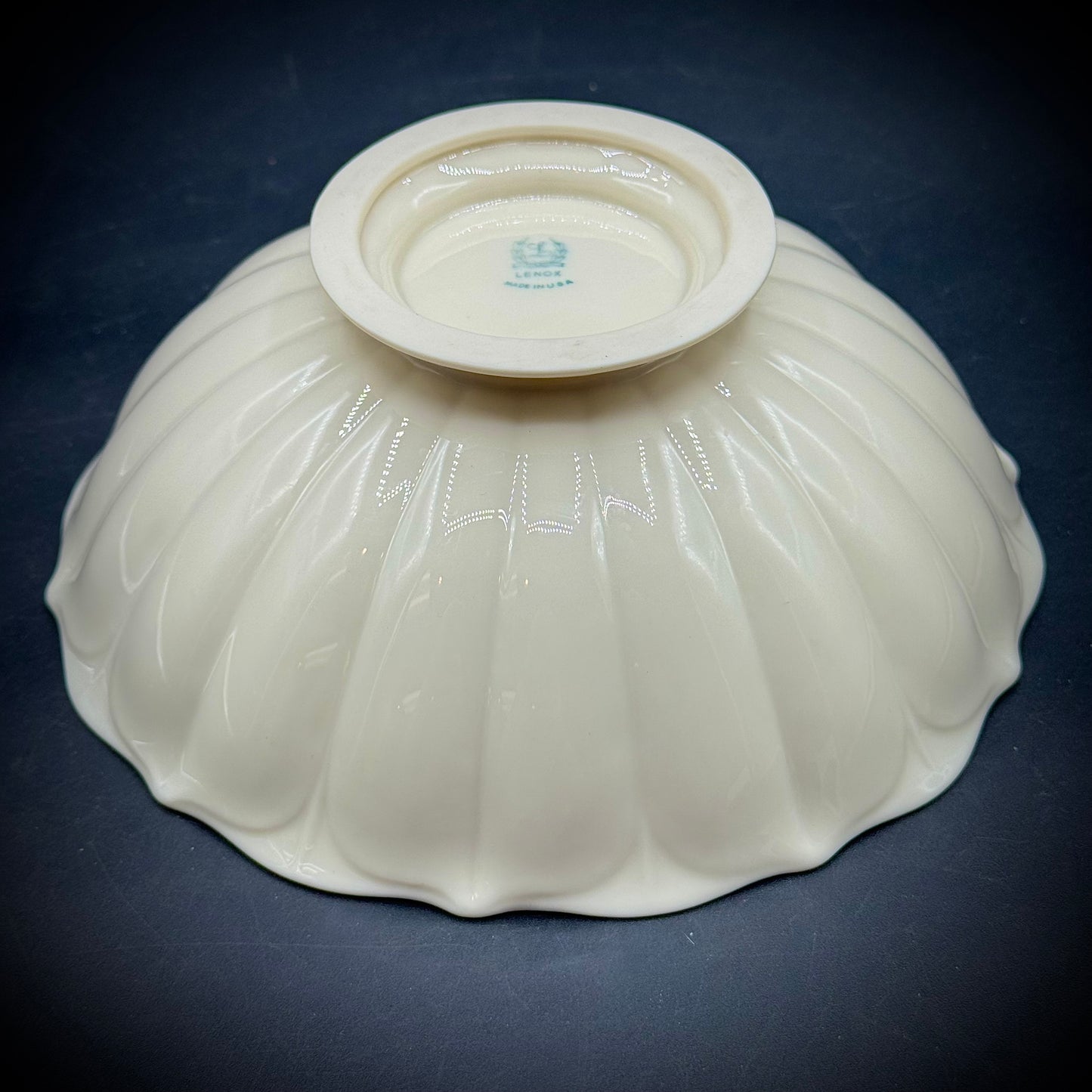 Vintage Lenox USA Blue Mark Scalloped Footed Bowl
