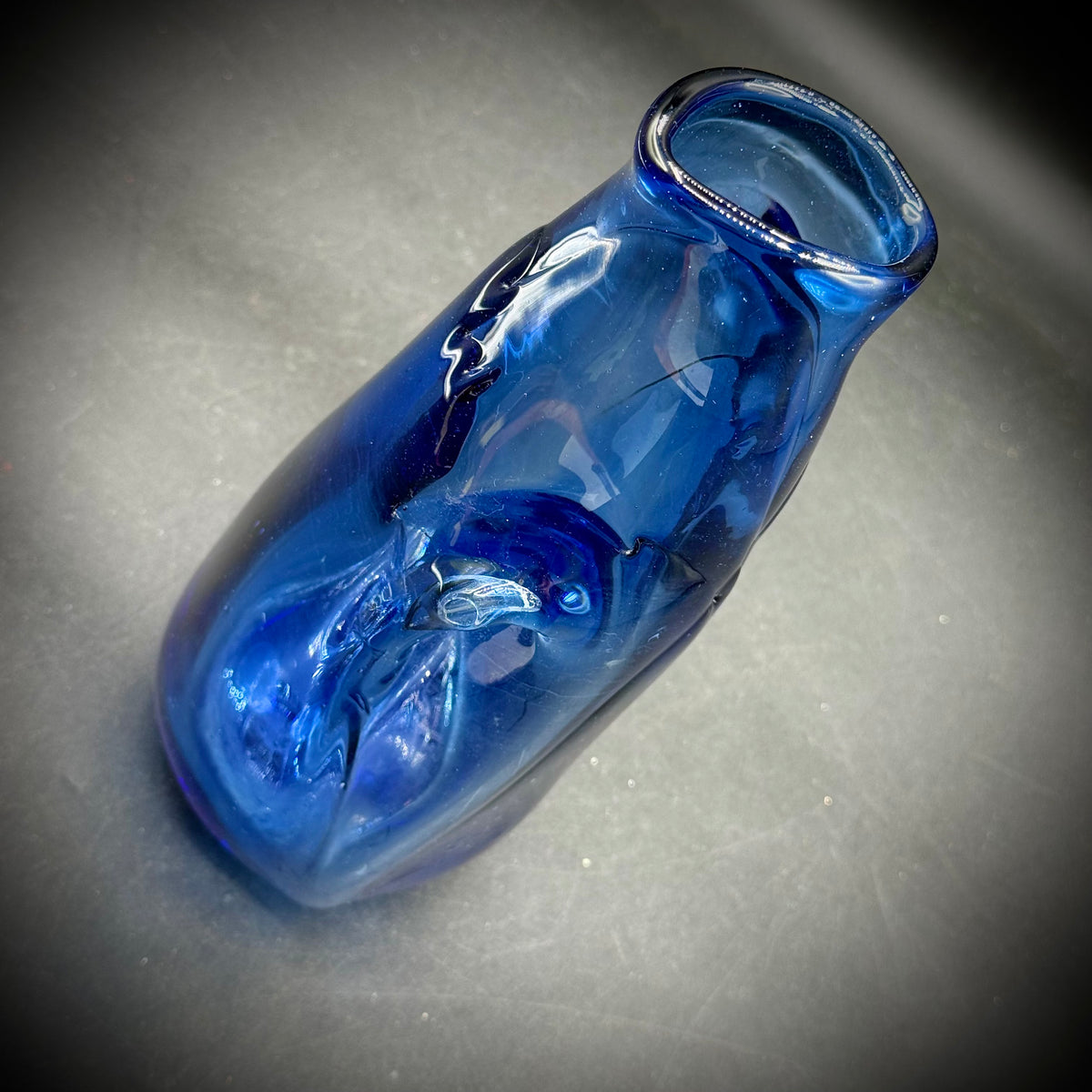 Artisan Made & Signed Cobalt Blue Art Glass Vase