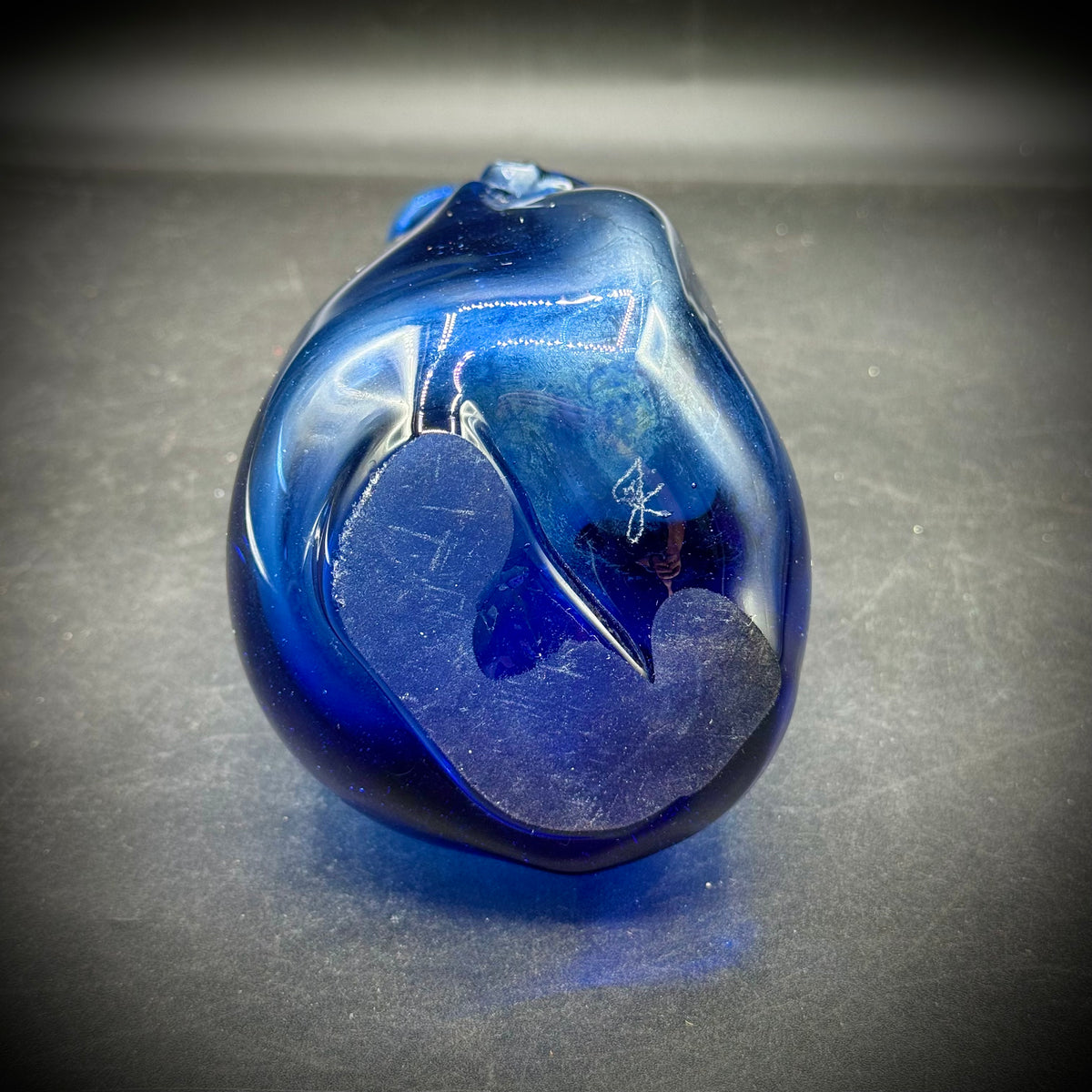 Artisan Made & Signed Cobalt Blue Art Glass Vase